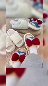WomenS Outdoor Princess-Style Bowknot Slippers Spring/Summer Thin Thick-Soled Dormitory Non-Slip Linen All-Season Slippers