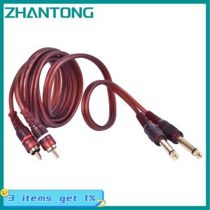 ZHANTONG สายเคเบิล1.5ม. สาย RCA ตัวผู้ไปยังสายสัญญาณเสียง6.35มม. 1 4นิ้วแบบคู่