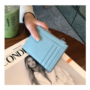 Womens Real Leather ID Credit Cards Holder Multiple Card Slots Zipper Coin Pocket Money Pouch Multiple Colors Small Purse