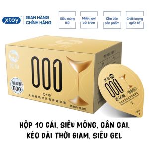 Bao cao su FANBAO vàng 0.01 kéo dài thời gian gân gai siêu nhiều gel siêu mỏng - Hộp 10 bcs