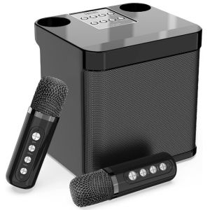 KD-203 Bluetooth Speaker with mic Wireless Bluetooth Dual Microphone Karaoke Speaker 3D Stereo Amplifier party