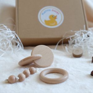 [SG Ready Stock] Montessori Nido Infant Baby Wooden Teether Sensory Toy Set | Early Education / Motor Development Kit