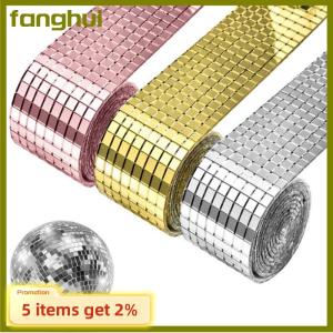 fanghui 4x100cm Mirror Mosaic Tiles Stickers DIY Self-Adhesive Mini Square Acrylic Wall Sticker Craft Party Home Decor