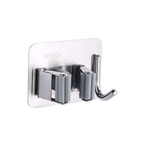 Móc kẹp chổi bằng inox kèm móc treo siêu chắc