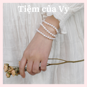 [Freeship] Vòng tay ngọc trai thật nuôi nước ngọt dây co dãn phong cách nàng thơ Vintage