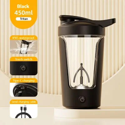 USB Rechargeable Electric Shaker Bottle Self-Stirring Protein Shake Cup Portable Coffee Mixer
