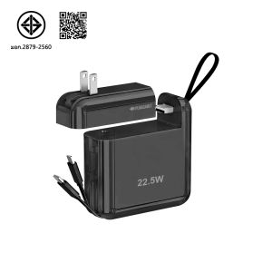 ZAPLY พาวเวอร์แบงค์ 20000mAh Plug Power bank 100% PD 22.5W Fast Charging มีขาปลั๊ก&สายในตัว มีสายในตัว Type-C iPhone