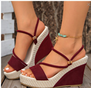 Free Shipping Plus SizeWedge Heel] Suede Elegant WomenS Platform Heel Slippers - Supply