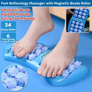 Foot Reflexology Massager with Magnetic Beads Roller Design Sole Acupoint Therapy Feet Arch Pain Relief Jogging Toe Pressure Board  家用滚轮式脚底按摩器