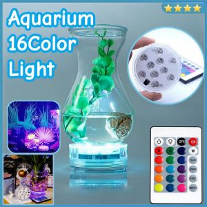 Submersible Led Light Aquarium Light 16 Colors Remote Control Ip68 Waterproof Smd5050 Rgb Led 10 Bulbs Sulit Matibay Fish Tank Home Decor