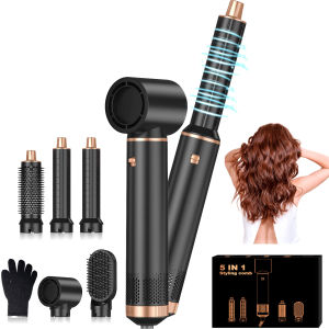 5 in 1 Blow Dryer Brush Upgrade Hair Dryer Brush Air Curler Detachable Hot Air Brush Curling Brush Iron Negative Ion Air Curling Wrap Styler Hair Styling Tools