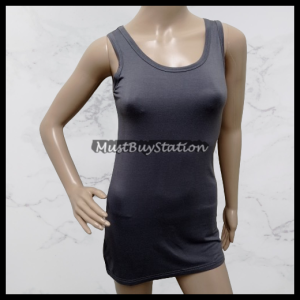 MBS 1080 Muslimah Inner Singlt Vest Labuh Sleeveless Elasticated Stretchable Brown Grey Black Plus size S - XL
