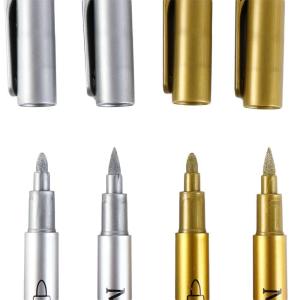 TRYANY ติดทนนาน ปากกามาร์กเกอร์โลหะ หมึกเป็นประกาย ไม่ซีดจาง ปากกาเขียนสี อุปกรณ์วาดภาพระบายสี ใช้ซ้ำได้ ปากกาแม่พิมพ์เรซิน ภาพวาดหินหิน