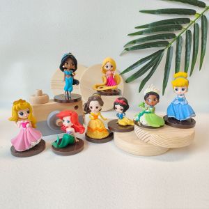 Set of 8 Pcs Princess mermaid bella cinderella snow white toys princess Birthday cake topper