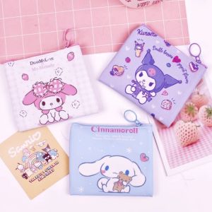 Cartoon Sanrio Coin Purse Wallet Kawaii Mymelody Kuromi Cinnamoroll Zipper Mini Coin Purse Storage Bag Girls Gift