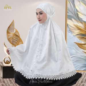 Kerudung Bergo Saku Hijab Instan Jilbab Umroh Haji Bahan Sutra Bordir Series Serangkai Melati Syafiq