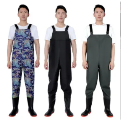 Wader Water Pants Rain Pant Belt Rain Boots Waterproof Rain Shoes Half-Length One-Piece Men Catch Fish Whole Body Thickening Lotus Roots Digging Onesie