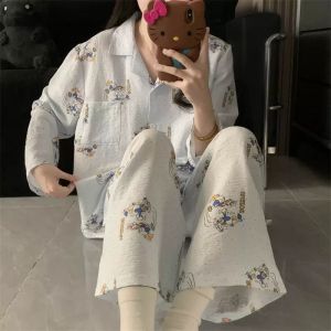 NC COD Setelan Import PP Kancing /Piyama Oversize lengan panjang/ Baju tidur Dewasa Wanita / Piyama Impor Celana Panjang