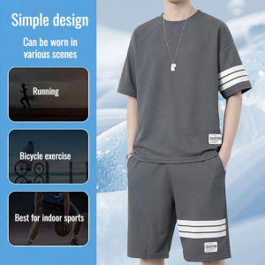 Two Piece Suit Shorts Set Men Waffle Short Sleeve/Casual Two Piece/Comfortable Matching Set/Summer Wear For Men