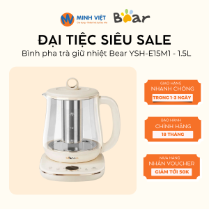 Ấm Pha Trà Siêu Tốc Bear YSH-E15M1 - 1.5L 800W - Giữ Nhiệt Lâu Lõi Inox - BH 18 Tháng - Minh Việt