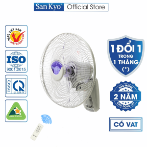 Quạt Treo Tường Điều Khiển Sankyo - Động Cơ Motor Dây Đồng - Điều Khiển Từ Xa - Hẹn Giờ - Đèn LED - Cỡ Lớn 16 Inch