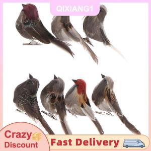 QIXIANG1 1 con chim giả màu xám lông xốp nhân tạo Chim Sẻ trang trí tiệc cưới tại nhà