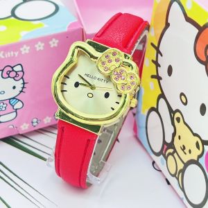 นาฬิกา คิทตี้ นาฬิกาผู้หญิง นาฬิกาข้อมือ ผญ นาฬิกาน่ารักๆ ใส่สบาย สายนาฬิกา หนัง PU ขอบ สแตนเลส ประดับคริสตัล