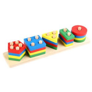 Wooden Puzzle Toy Shape Sorter Color Matching Educational Toy for Kids Matching Building Block Toy
