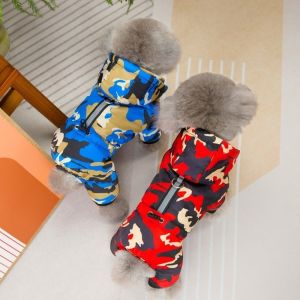 MODERNLUX Camouflage Dog Jumpsuit Four-legged Thicken Pet Jacket Durable Warm Lining Puppy Snowsuit for Small Dogs