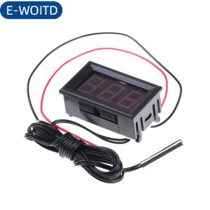E-WOITD  Nhiệt kế kỹ thuật số DC12V Màu Đỏ Mới với đầu dò nhiệt độ-50   110 ° C Máy dò nhiệt độ LED