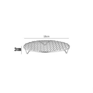 OUTOPEAN Round Air Fryer Rack Stackable Stainless Steel Grid Grill Durable with Foot BBQ Net Home Kitchen Oven Steamer Cooker