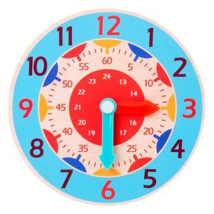 Wooden Learning Clock Education Clockface for Elementary Kids Non Toxic Color Printed Teaching Board School Stationery