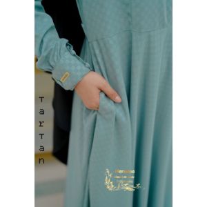 Gamis hermosa motif tartan warna biru wardah by hermosa