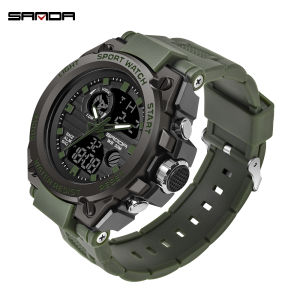 SANDA Fashion Men Sports Watches Professional Military Digital LED Army Dive Watch Casual Electronics Wristwatches 739