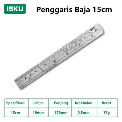 ISKU Penggaris Besi 15/30/50/60/100CM Penggaris Logam/Mistar Besi/Stainless Steel Ruler Yang Menebal