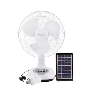 GD LIGHT PLUS 14” RECHARGEABLE SOLAR LED DESK FAN (WITH MULTI-FUNCTION CHARGER)