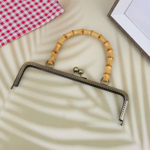 [haoh] 1PC kim loại cổ điển Túi khung hôn Clasp khóa với tre xử lý đồ trang sức móc may ốc vít ví làm nguồn cung cấp