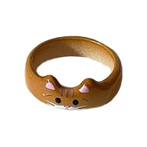 Fashionable Cats Themed Ring with Enamel Detailing Valentines Day New Year Gift for Daily Wear Or Parties