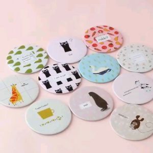 Cermin Bulat Karakter Motif Lucu & Kosmetik Kaca Mini