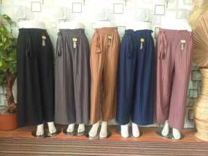Celana Kulot Polos Plisket/Celana perempuan plisket premium