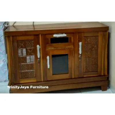 Bufet Tv Diswar Meja tv Kayu Jati Full 120cm/TRINITYJAYAFURNITURE