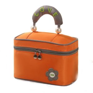 OMQAIO Dung lượng lớn Túi trang điểm nữ Vẻ đẹp cao Hình vuông Túi vệ sinh du lịch Thời trang Khóa kéo đôi Túi mỹ phẩm cầm tay Du lịch