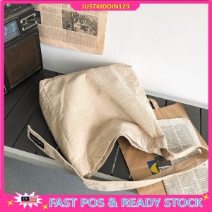 JUSTKIDDIN MAYLASIA [2024 Raya] New Canvas Bag Retro Corduroy Crossbody Shoulder Bag Women Large Capacity Student Tote Beg