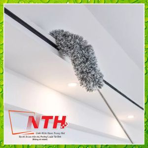 Chổi quét phất trần vệ sinh nhà lau bụi màng nhện uốn dẻo cán dài 3M điều chỉnh đầu chổi bẻ cong tiện lợi