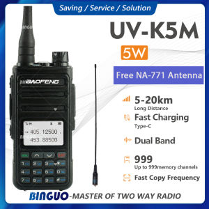 BaoFeng K5M Handheld Walkie Talkie Tri-Band Type-C Charger Long Range 5-10 KM 2 Way Radio One Key Copy Frequency Free Antenna COD