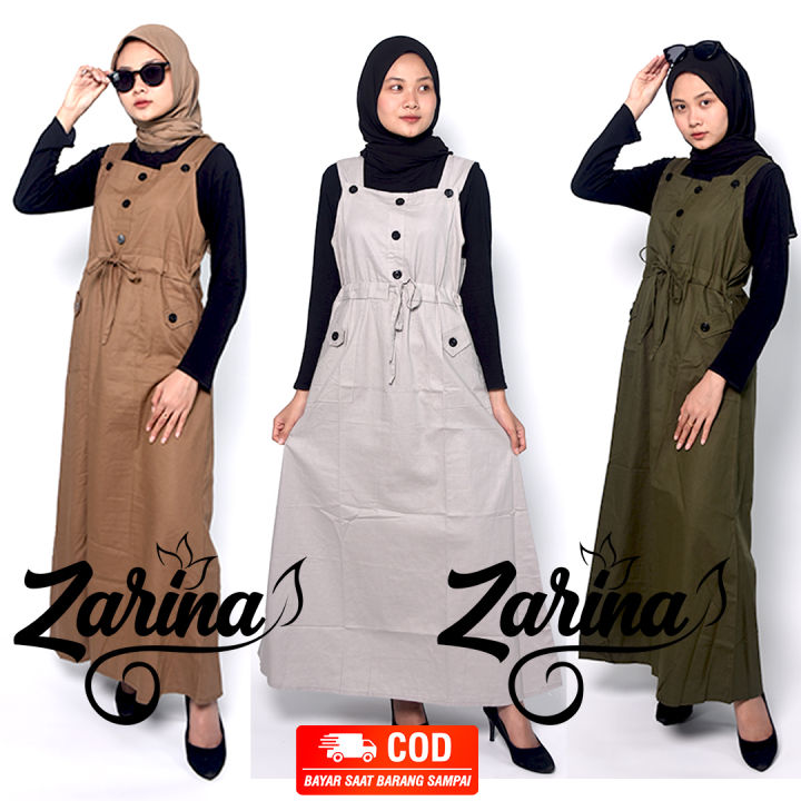 Overall Premium Dress Wanita Kekinian Dress Overall Kerut Tali Baju Kodok Wanita Modern Terusan Overall Hijab Lazada Indonesia