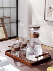 Activebae Borosilicate Pitcher Mug Glass Stovetop Safe Stripe Patterned Glassware Hot and Cold Drink