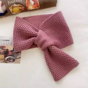 LUSIT Đan len Khăn quàng chéo Màu sắc đồng nhất Dày Cổ áo giả Khăn choàng bảo vệ cổ Khăn giữ ấm cổ Phụ nữ