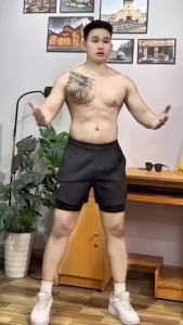 Quần đùi nam 2 lớp PerTiKa Quần short nam thể thao vải mềm mát co giãn tập gym chạy bộ cầu lông