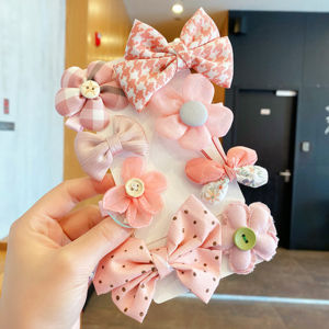 Childrens Princess Cute Cartoon Hairclip Flowers Fruits Hairpin Set Girls Cute Side Clip Grab Clip Does Not Hurt Hair Hair Accessories Baby Girls Cloth-Wrapped Hairclip